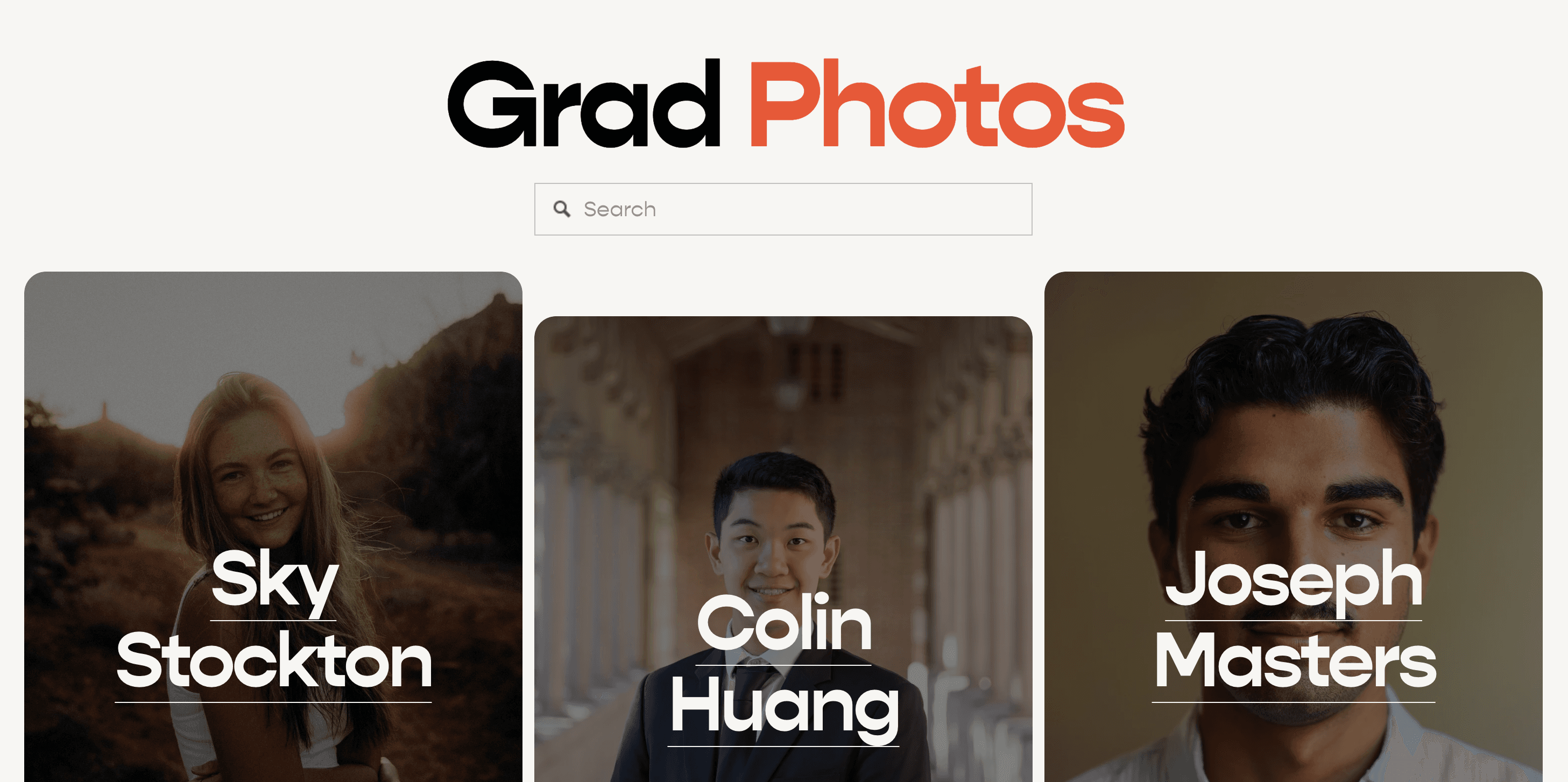 Pictur directory filtered to grad photos