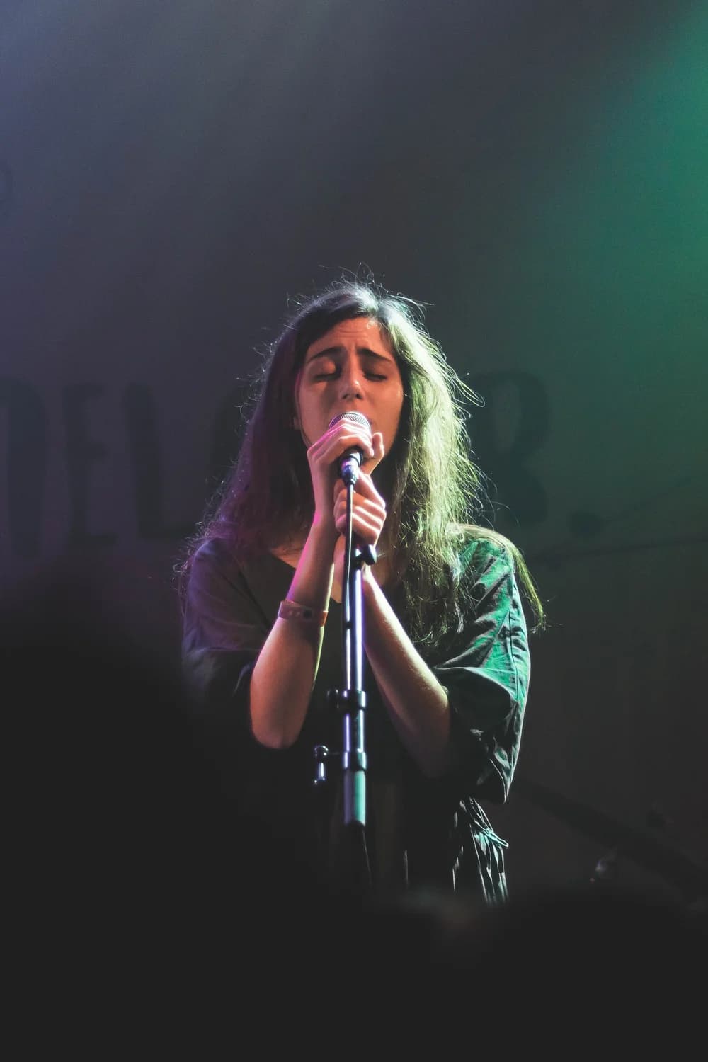 Concert photo shot by Liz of a singer performing on stage